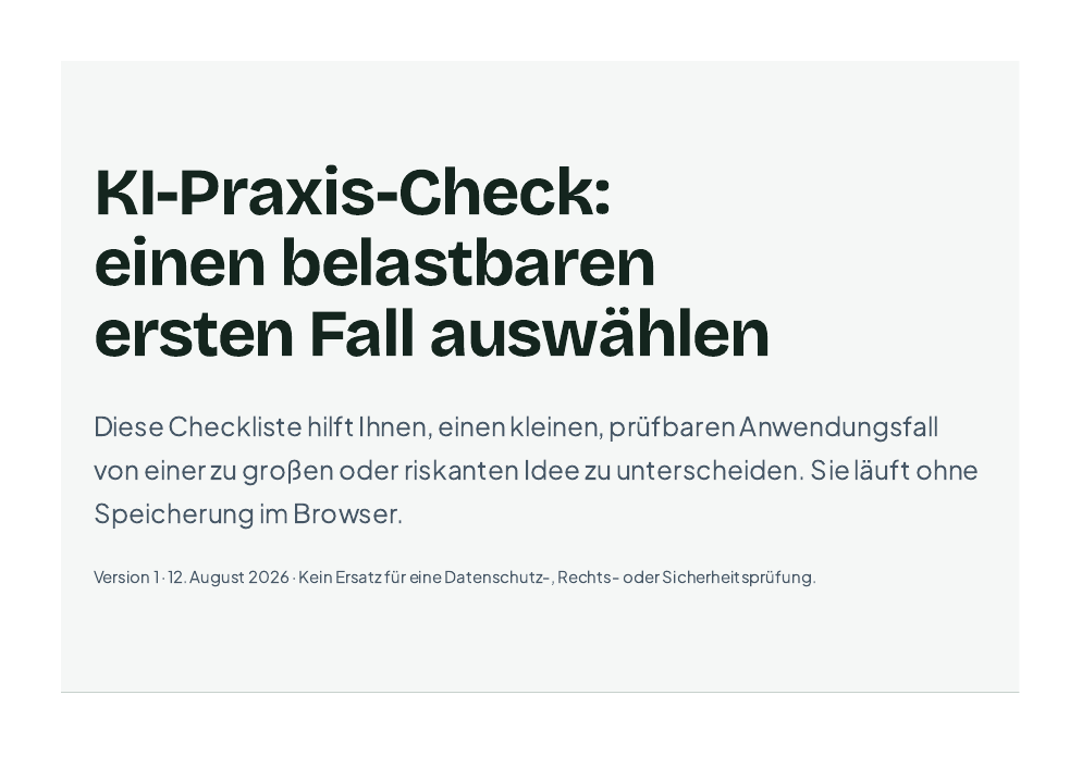 Vorschau der ersten Seite des Sindomat KI-Praxis-Checks